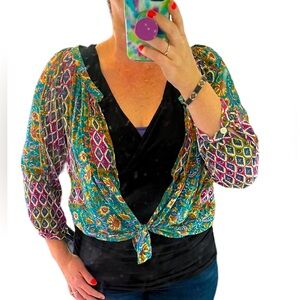 Colorful Silk Open Cardigan